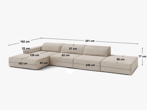 Sofa narożna modułowa Jodie 4-osobowa lewa – cappuccino