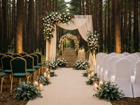 Zestaw 4 krzeseł bankietowych HEKATE + 4 pokrowce WEDING