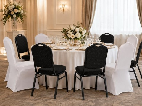 Zestaw 4 krzeseł bankietowych HERON + 4 pokrowce WEDING