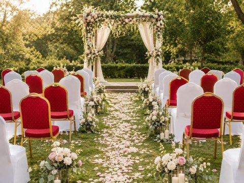 Zestaw 4 krzeseł bankietowych HEROS + 4 pokrowce WEDING