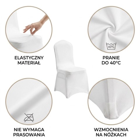 Zestaw 6 pokrowców na krzesło bankietowe SHP WEDING biały