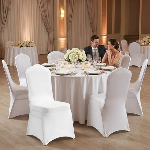 Zestaw krzesło bankietowe HEKATE zielone + pokrowiec WEDING biały