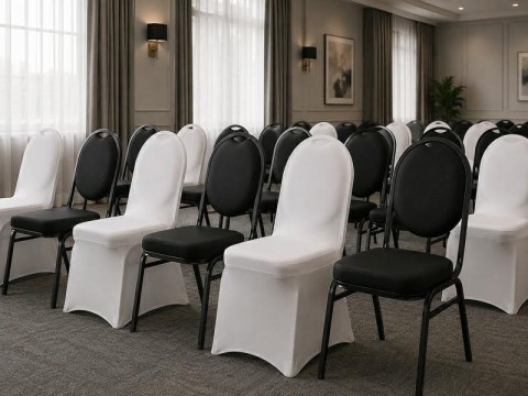 Zestaw 4 krzeseł bankietowych HEBE + 4 pokrowce WEDING