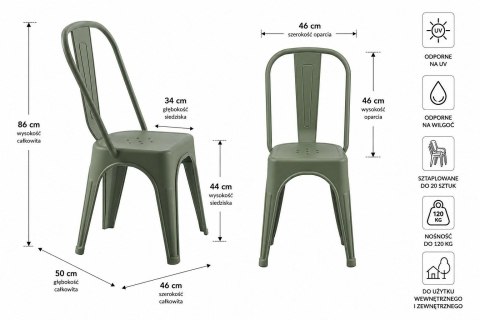 Zestaw 6 Krzeseł TOWER PARIS PP UV ciemnozielone