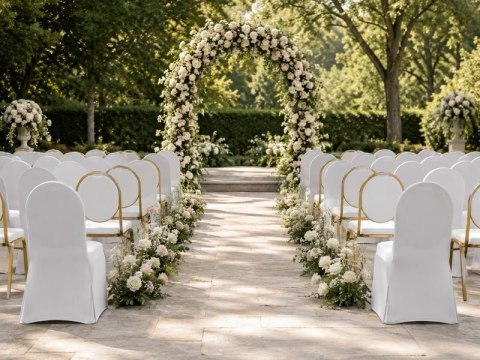 Zestaw 6 krzeseł bankietowych HESTIA + 6 pokrowców WEDING