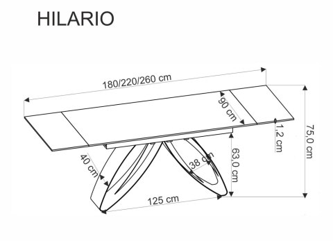 HILARIO stół rozkładany 180-260 cm - blat spiek orzechowy, nogi czarny