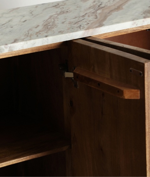 Komoda DREUX 175 - naturalny marmur / drewno mango