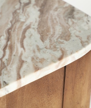 Komoda DREUX 175 - naturalny marmur / drewno mango