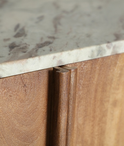 Komoda DREUX 175 - naturalny marmur / drewno mango