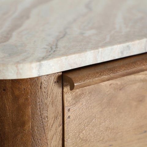 Komoda wysoka z szufladami DREUX - naturalny marmur / drewno mango