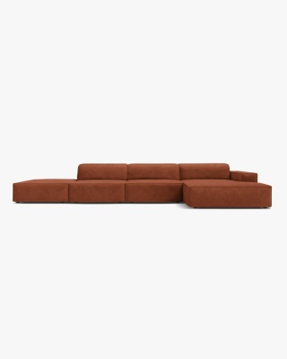 Sofa narożna modułowa Jodie 4-osobowa prawa – ceglasty