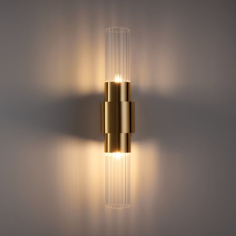 Lampa ścienna GLOW 45 cm- kinkiet szklany, złota tuba