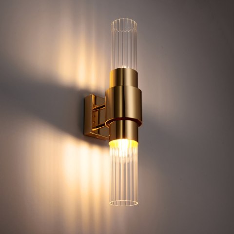 Lampa ścienna GLOW 45 cm- kinkiet szklany, złota tuba