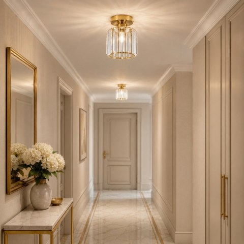 Plafon CARO złoty połysk - elegancka lampa sufitowa z kryształkami 12,5 cm