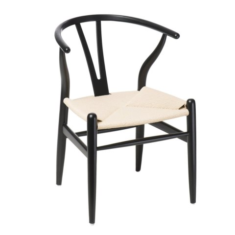 Krzesło Wicker Naturalne Czarny inspirowane Wishbone