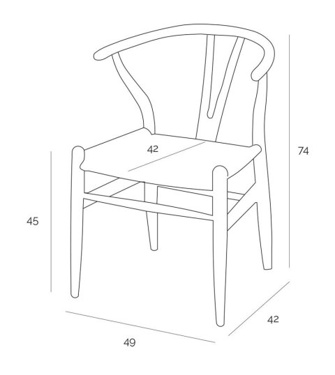 Krzesło Wicker Naturalne Czarny inspirowane Wishbone