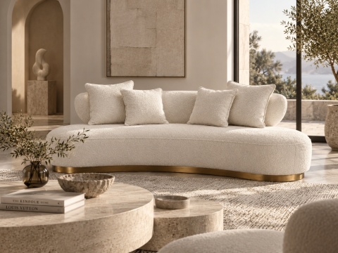 Sofa Nua N71-1 - ecru / szczotkowane złoto