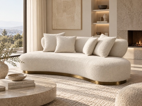 Sofa Nua N71-1 - ecru / szczotkowane złoto