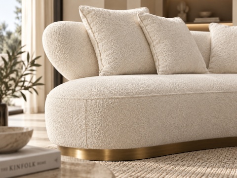 Sofa Nua N71-1 - ecru / szczotkowane złoto