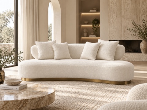 Sofa Nua N71-1 - ecru / szczotkowane złoto