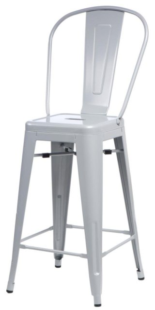 Hoker metalowy Paris 2 Back szary z oparciem nowoczesny do kuchni i wyspy 66 cm D2.DESIGN ( Rozmiar: uniwersalny )