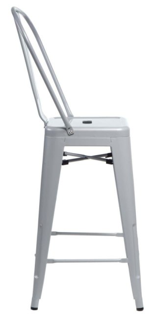Hoker metalowy Paris 2 Back szary z oparciem nowoczesny do kuchni i wyspy 66 cm D2.DESIGN ( Rozmiar: uniwersalny )