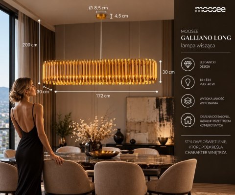 Lampa wisząca GALLIANO LONG ciemne złoto - aluminium, stal węglowa