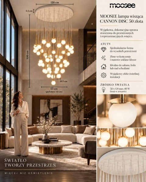 MOOSEE lampa wisząca CANNON DISC 50 złota
