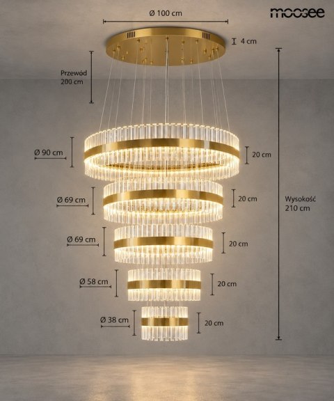 MOOSEE lampa wisząca GHIA 5 złota