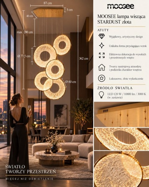 MOOSEE lampa wisząca STARDUST złota