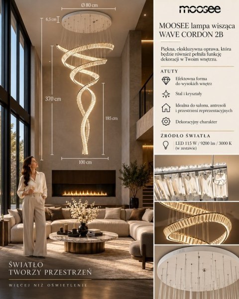 MOOSEE lampa wisząca WAVE CORDON 2B chrom