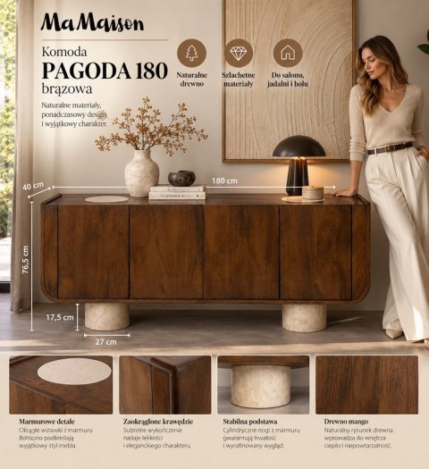 MaMaison komoda PAGODA 180 brązowa / drewno mango