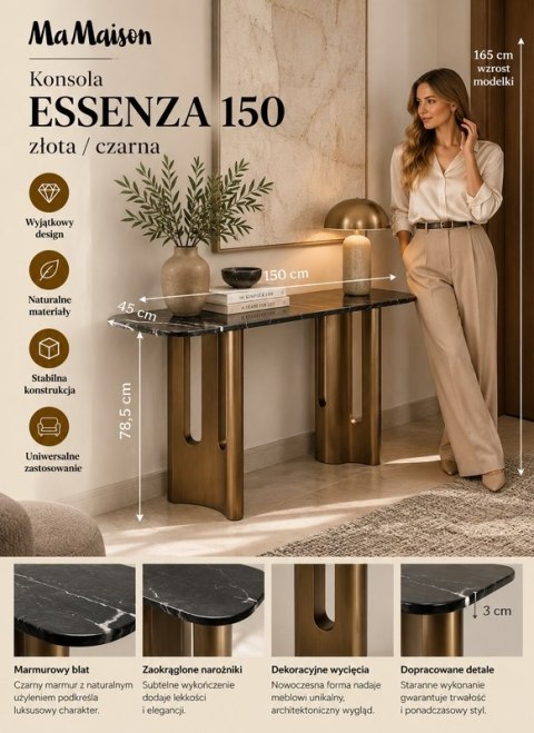 MaMaison konsola ESSENZA 150 złota / czarna