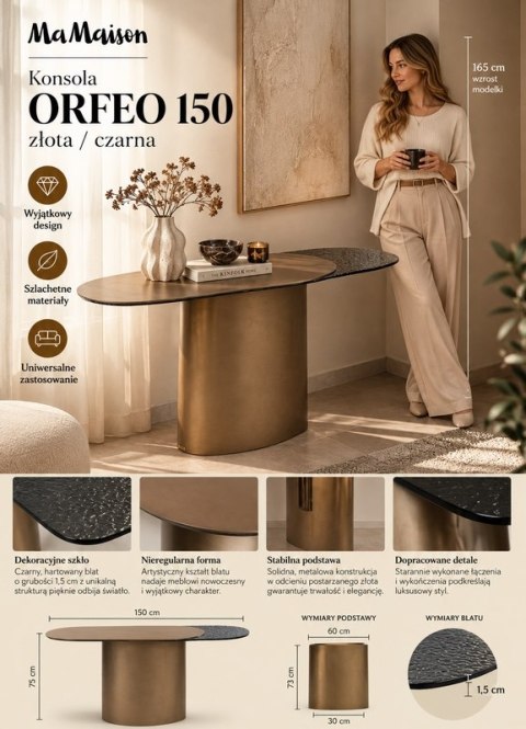 MaMaison konsola ORFEO 150 złota / czarna