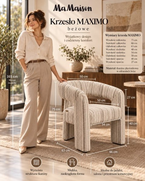 MaMaison krzesło MAXIMO beżowe