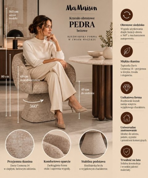 MaMaison krzesło PEDRA beżowe
