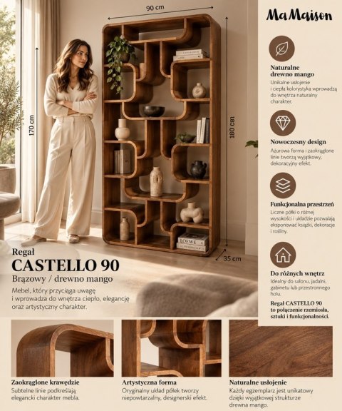 MaMaison regał CASTELLO 90 brązowy