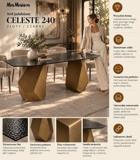 MaMaison stół jadalniany CELESTE 240 złoty / czarny