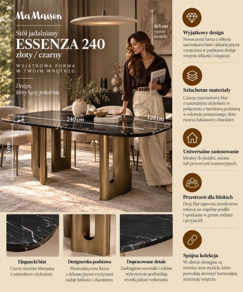 MaMaison stół jadalniany ESSENZA 240 złoty / czarny