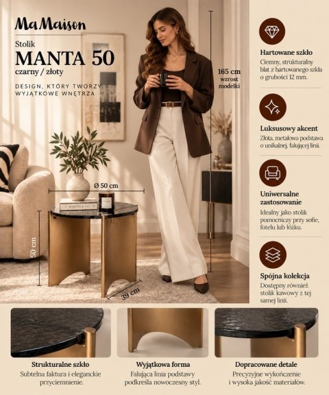 MaMaison stolik MANTA 50 brązowy / złoty