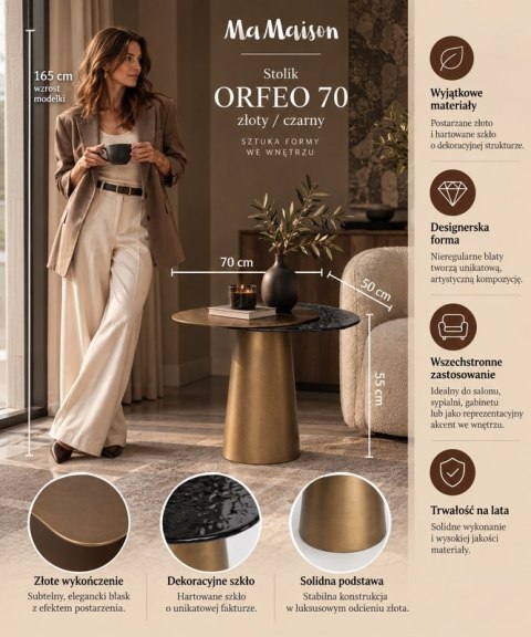 MaMaison stolik ORFEO 70 złoty / czarny