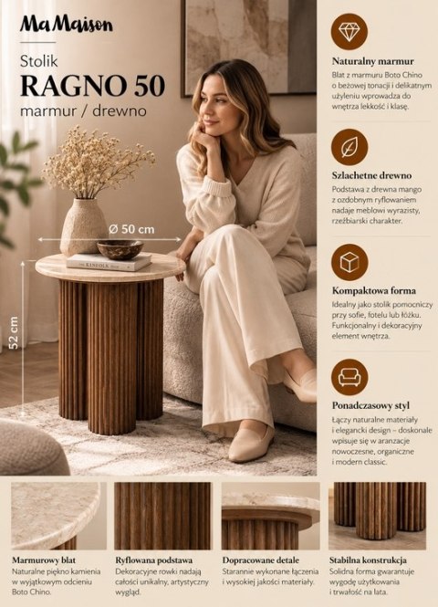 MaMaison stolik RAGNO marmur / drewno