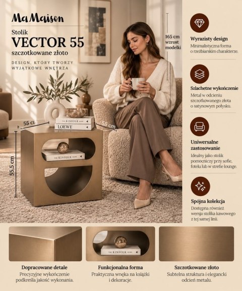 MaMaison stolik VECTOR 55 szczotkowane złoto