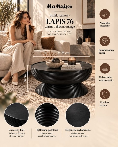 MaMaison stolik kawowy LAPIS 76 czarny