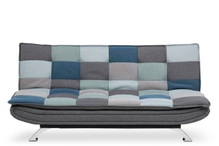 Sofa rozkładana z funkcją spania Faith 3 osobowa patchwork niebieski nowoczesna do salonu ( Rozmiar: uniwersalny )
