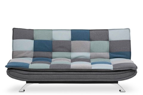 Sofa rozkładana z funkcją spania Faith 3 osobowa patchwork niebieski nowoczesna do salonu ( Rozmiar: uniwersalny )