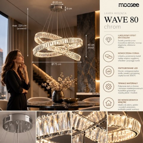 MOOSEE lampa wisząca WAVE 80 chrom