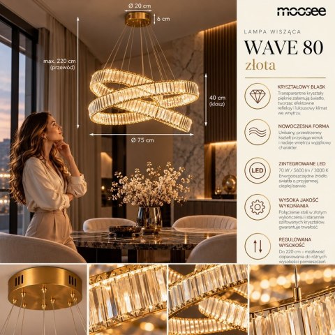 MOOSEE lampa wisząca WAVE 80 złota