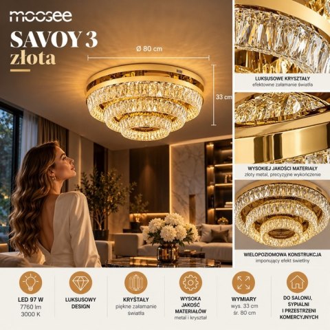 MOOSEE lampa sufitowa / plafon SAVOY 3 złota
