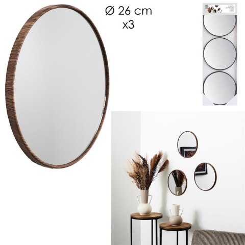 Zestaw 3 luster Toronto, okrągłych, orzech 26cm Zestaw 3 luster Toronto, okrągłych, orzech 26cm